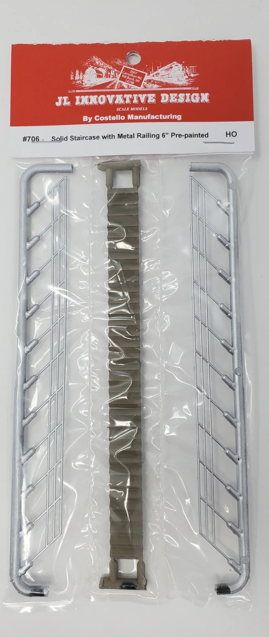 JL Innovative 706 - Solid Staircase With Metal Railing 6" Pre Painted - HO Scale 1 JL Innovative 706 - Solid Staircase With Metal Railing 6" Pre Painted - HO Scale
