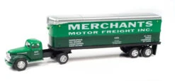 Classic Metal Works 31203 - 1941-1946 Chevrolet Tractor W/AeroVan Trailer - Assembled (Merchants Motor Freight (2-Tone Green, White) - HO Scale