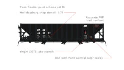 Arrowhead Models 1009-4 - Commitee Design Hopper Paint Scheme Set #B Penn Central (PC) 444365 - HO Scale