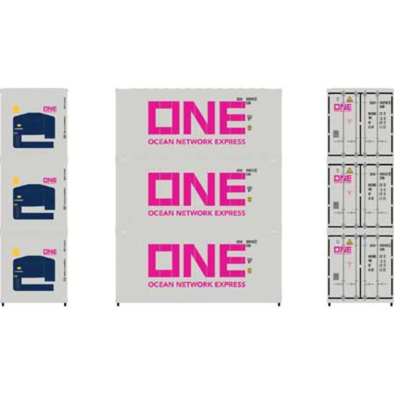 Athearn 17730 - 20' Reefer Container X3 Ocean Network Express (ONE) - N Scale 1 Athearn 17730 - 20' Reefer Container X3 Ocean Network Express (ONE) - N Scale