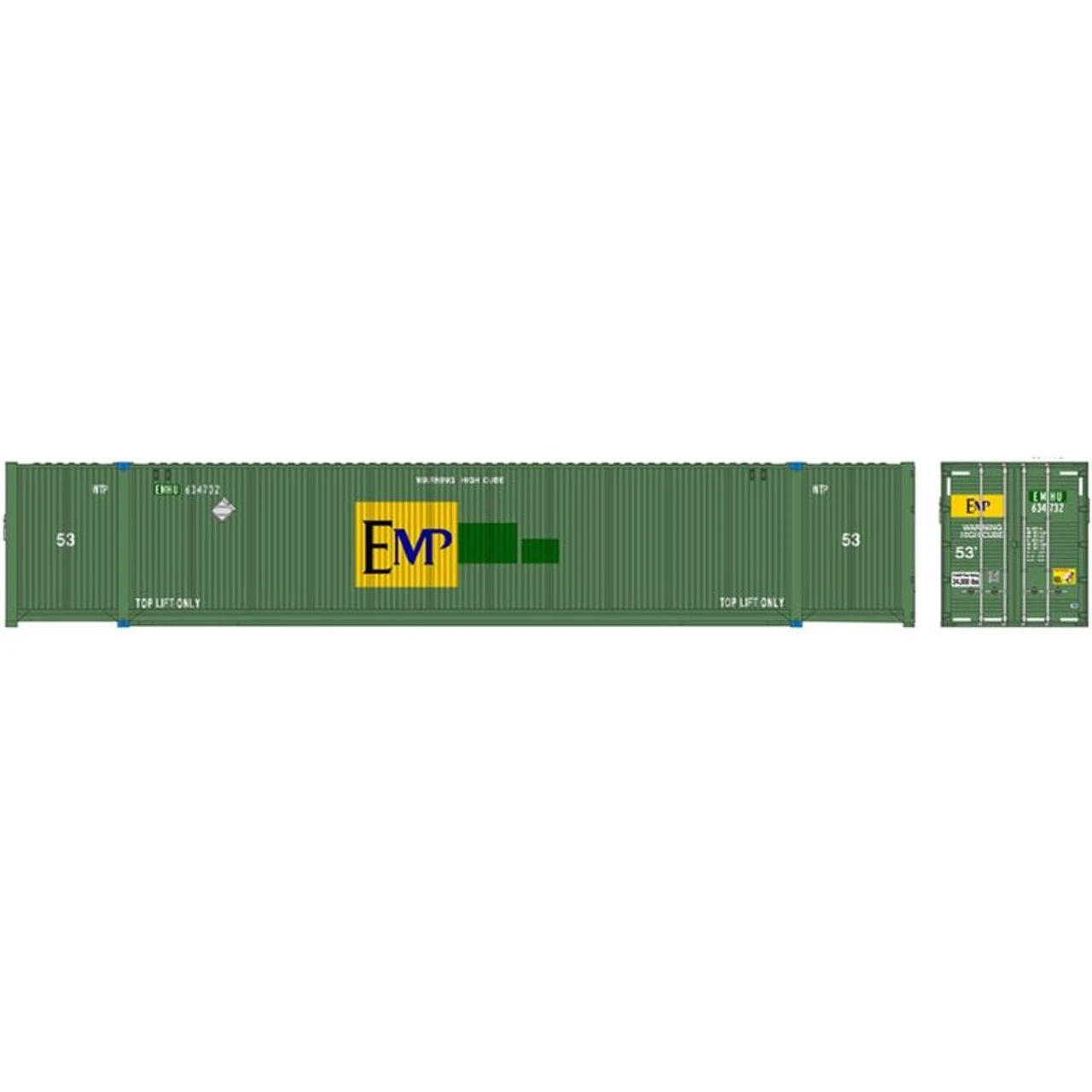 Atlas 50005945 - 53' Containers - EMP W/ Large Side Logo Set #1 EMP 634732, 634722, 634992 - N Scale 1 Atlas 50005945 - 53' Containers - EMP W/ Large Side Logo Set #1 EMP 634732, 634722, 634992 - N Scale
