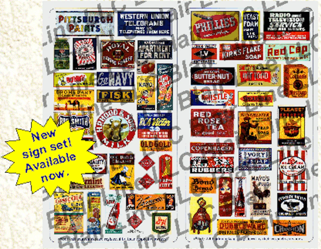 Blair Line 060 - Porcelain Advertising Signs - N Scale 1 Blair Line 060 - Porcelain Advertising Signs - N Scale