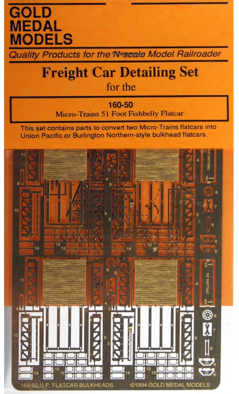Gold Medal Models 160-50 - UP/BN Style Bulkheads For Micro-Trains 51' Flatcar - N Scale 1 Gold Medal Models 160-50 - UP/BN Style Bulkheads For Micro-Trains 51' Flatcar - N Scale