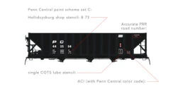 Arrowhead Models 1010-2 - Commitee Design Hopper Paint Scheme Set #C Penn Central (PC) 443761 - HO Scale