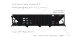 Arrowhead Models 1011-2 - Commitee Design Hopper Paint Scheme Set #D Penn Central (PC) 443879 - HO Scale