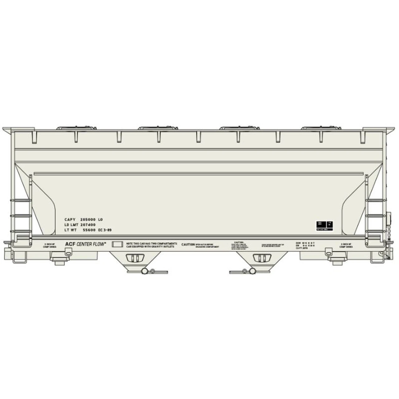Accurail 2292 - ACF 2-Bay Covered Hopper - 1980's With Consolidated Stencil, Data Only - HO Scale Kit 1 Accurail 2292 - ACF 2-Bay Covered Hopper - 1980's With Consolidated Stencil, Data Only - HO Scale Kit