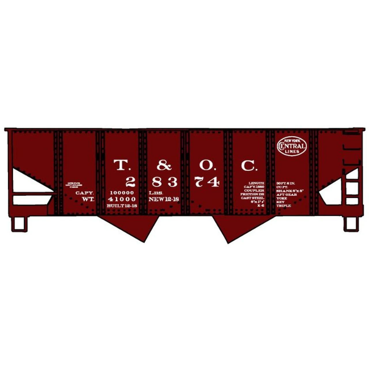 Accurail 2438 - USRA 2-Bay Open Hopper Toledo & Ohio Central (T&OC) 28374 - HO Scale Kit 1 Accurail 2438 - USRA 2-Bay Open Hopper Toledo & Ohio Central (T&OC) 28374 - HO Scale Kit