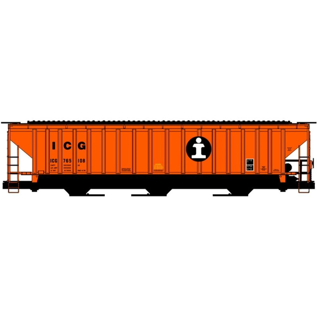 Accurail 81491 - 50' PS 3-Bay Covered Hopper Illinois Central Gulf (ICG) 765108 - HO Scale Kit 1 Accurail 81491 - 50' PS 3-Bay Covered Hopper Illinois Central Gulf (ICG) 765108 - HO Scale Kit