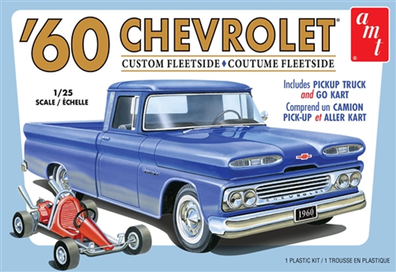 AMT 1063 - 1960 Chevy Custom Fleetside Pickup W/Go Kart - 1:25 Scale Kit 1 AMT 1063 - 1960 Chevy Custom Fleetside Pickup W/Go Kart - 1:25 Scale Kit