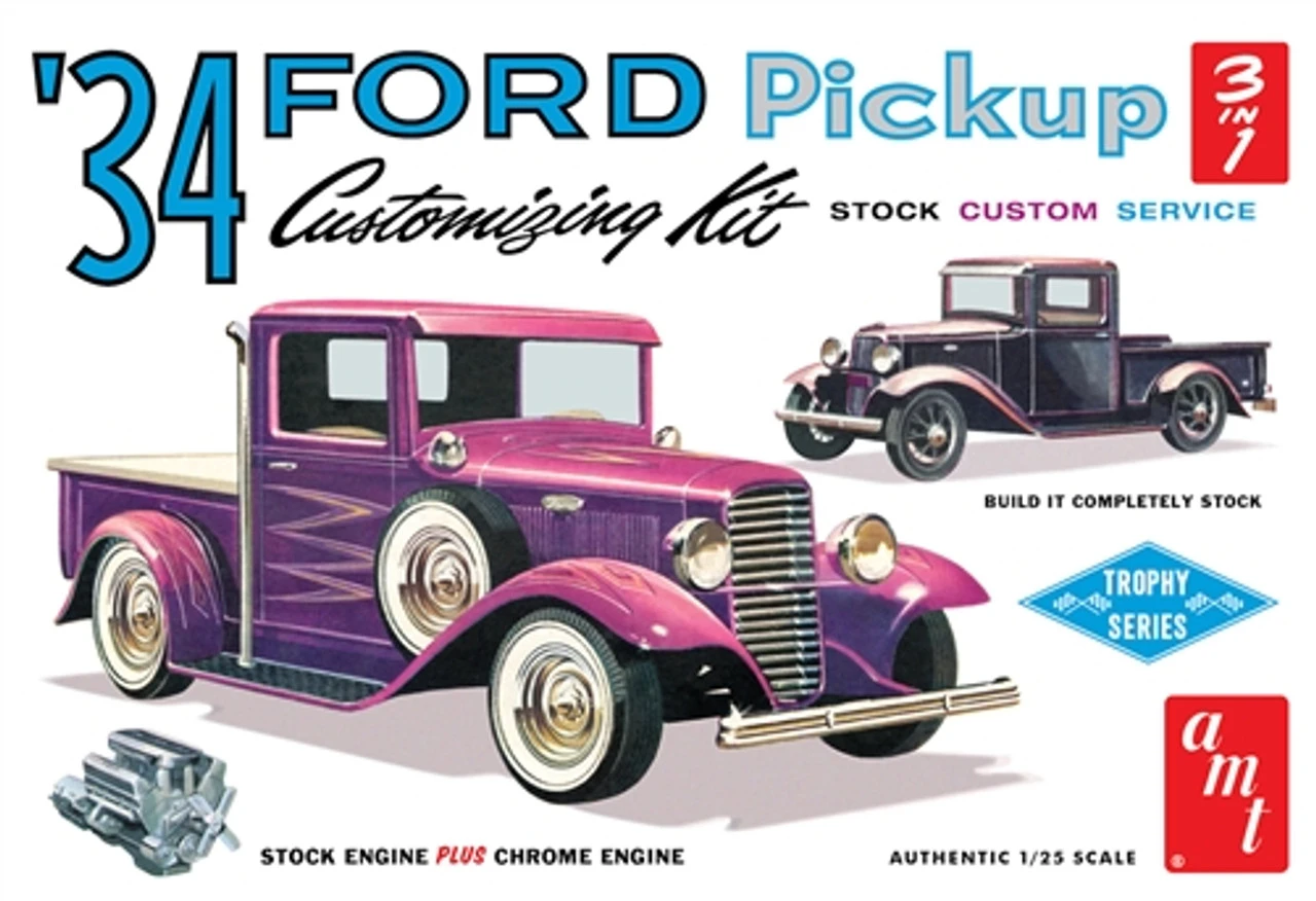 AMT 1120 - 1934 Ford Pickup - 1:25 Scale Kit 1 AMT 1120 - 1934 Ford Pickup - 1:25 Scale Kit