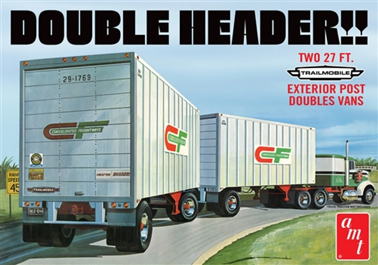 AMT 1132 - "Double Header" Tandem Van Trailers - 1:25 Scale Kit 1 AMT 1132 - "Double Header" Tandem Van Trailers - 1:25 Scale Kit