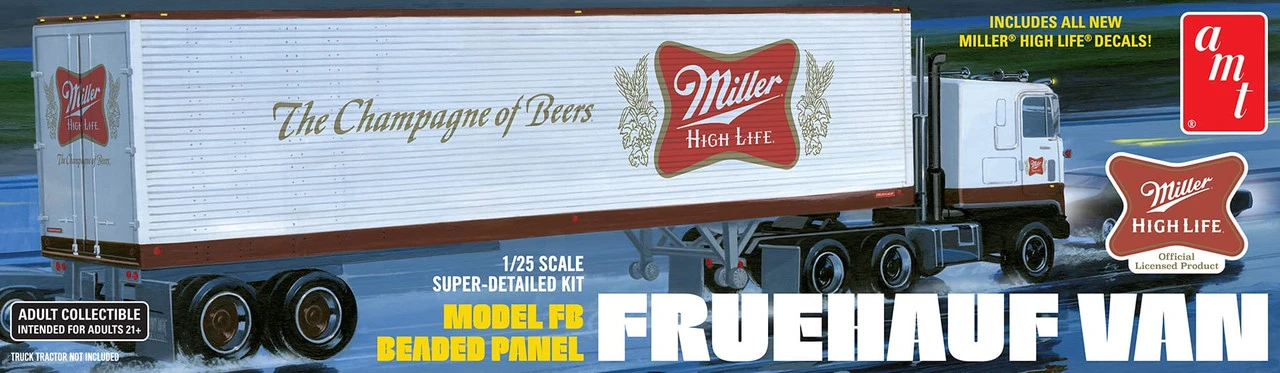 AMT 1234 - Fruehauf 40' Semi Trailer (Miller Beer) - 1:25 Scale Kit 1 AMT 1234 - Fruehauf 40' Semi Trailer (Miller Beer) - 1:25 Scale Kit