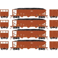Athearn RTR 15167 - 40' 3-Bay Ribbed Hopper W/ Load Canadian National (CC) 40206, 40201, 40172, 40157 - HO Scale
