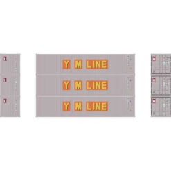 Athearn RTR 27052 - 40' Corrugated Low-Cube Container (3) YangMing - HO Scale