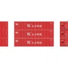Athearn 17392 - 40' Corrugated Low-Cube Container (3) Kawasaki Kisen Kaisha, Ltd (K Line) - N Scale