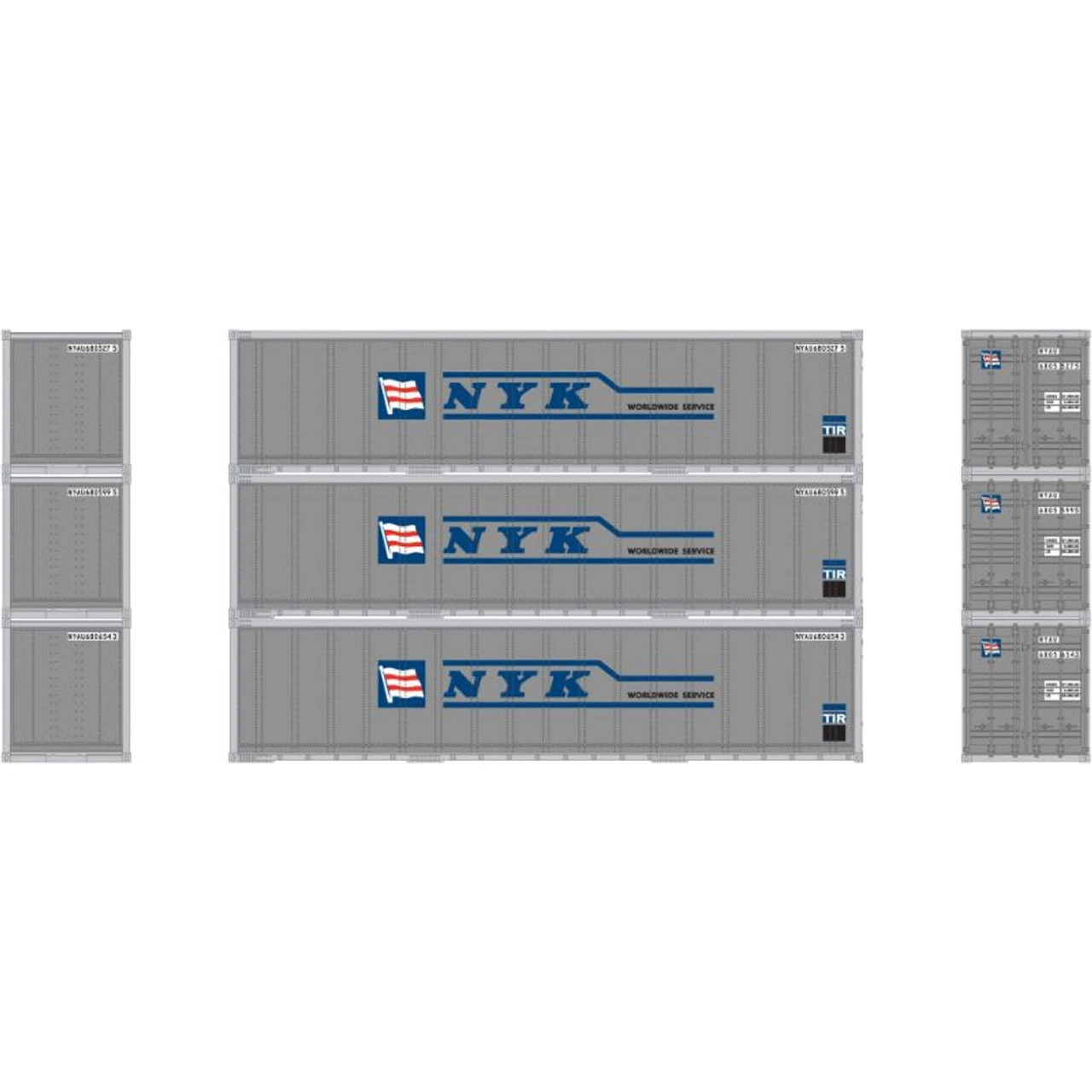 Athearn 17705 - 40' Smooth Side Container NYK Logistics 3 Pack - N Scale 1 Athearn 17705 - 40' Smooth Side Container NYK Logistics 3 Pack - N Scale