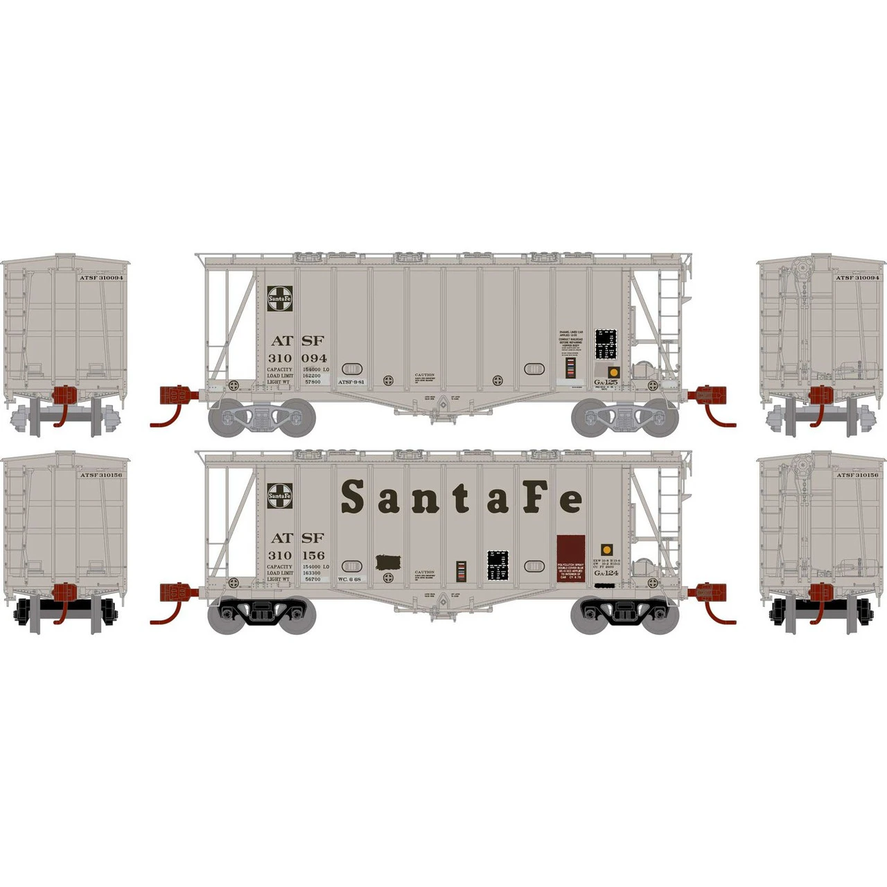 Athearn 23869 - GATC 2600 Airslide Hopper Atchison, Topeka And Santa Fe (ATSF) 310094, 310156 - N Scale 1 Athearn 23869 - GATC 2600 Airslide Hopper Atchison, Topeka And Santa Fe (ATSF) 310094, 310156 - N Scale