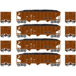 Athearn 25563 - 40' 3-Bay Ribbed Hopper W/ Load Conrail (CR) 443271, 442755, 441119, 440624 - N Scale
