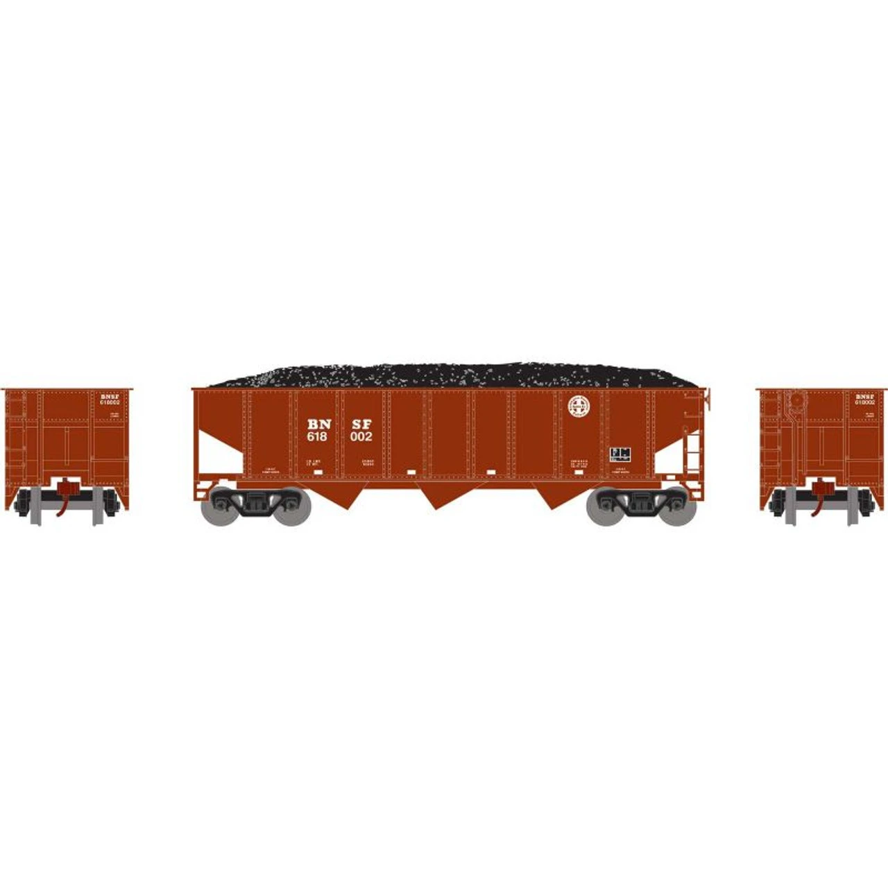 Athearn 25567 - 40' 3-Bay Ribbed Hopper W/ Load BNSF 618002 - N Scale 1 Athearn 25567 - 40' 3-Bay Ribbed Hopper W/ Load BNSF 618002 - N Scale