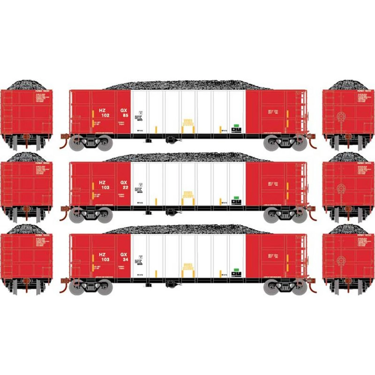 Athearn RTR 7482 - Thrall High Side Gondola W/Load Herzog (HZGX) 10285, 10322, 10334 - HO Scale 1 Athearn RTR 7482 - Thrall High Side Gondola W/Load Herzog (HZGX) 10285, 10322, 10334 - HO Scale