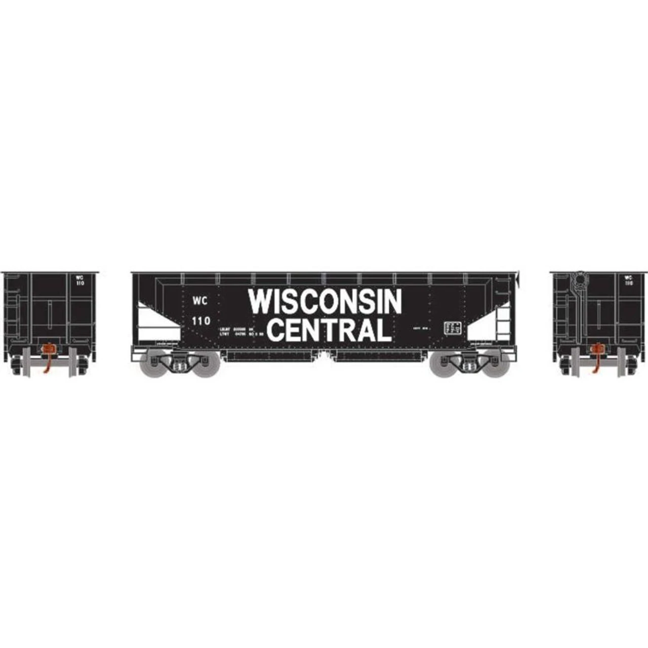 Athearn RTR 7076 - 40' Offset Ballast Hopper W/ Load Wisconsin Central (WC) 110 - HO Scale 1 Athearn RTR 7076 - 40' Offset Ballast Hopper W/ Load Wisconsin Central (WC) 110 - HO Scale