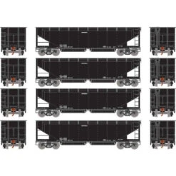 Athearn RTR 7091 - 40' Offset Ballast Hopper W/ Load Undecorated 4 Pack - HO Scale