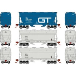 Athearn RTR 93456 - ACF 2970 Covered Hopper Grand Trunk Western (GTW) 315066, 315087, 315095 - HO Scale