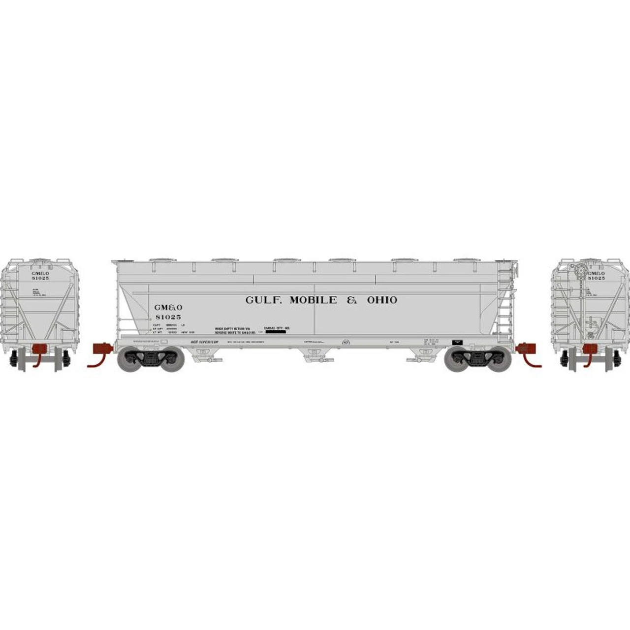 Athearn Genesis 15858 - ACF 4600 3-Bay Hopper Gulf Mobile And Ohio (GM&O) 81025 - HO Scale 1 Athearn Genesis 15858 - ACF 4600 3-Bay Hopper Gulf Mobile And Ohio (GM&O) 81025 - HO Scale