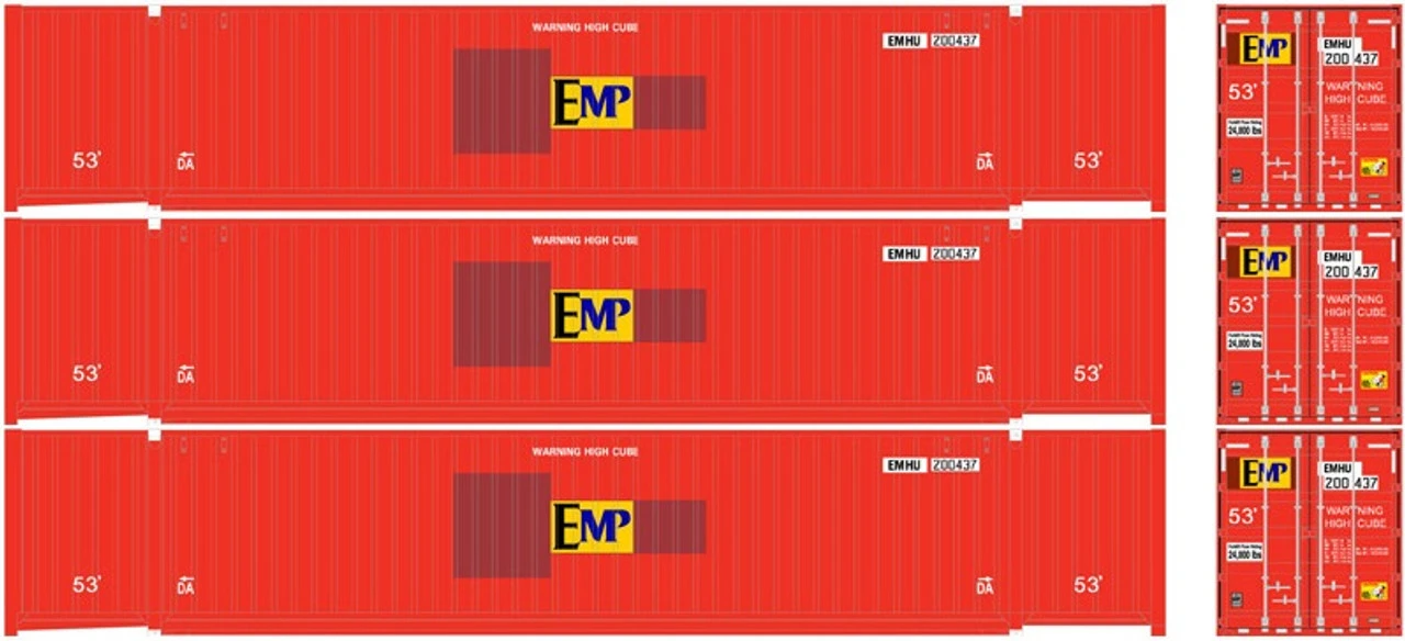 Atlas 20006663 - 53' JINDO Container (3) EMP - HO Scale 1 Atlas 20006663 - 53' JINDO Container (3) EMP - HO Scale