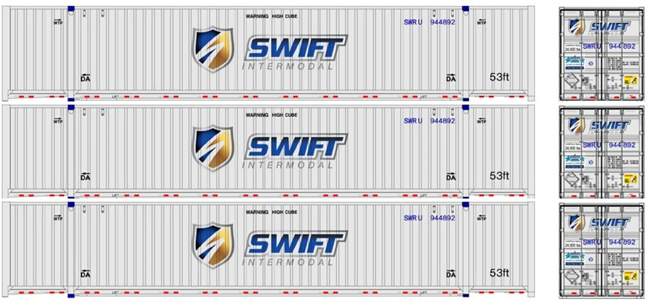 Atlas 20006671 - 53' JINDO Container (3) Swift - HO Scale 1 Atlas 20006671 - 53' JINDO Container (3) Swift - HO Scale