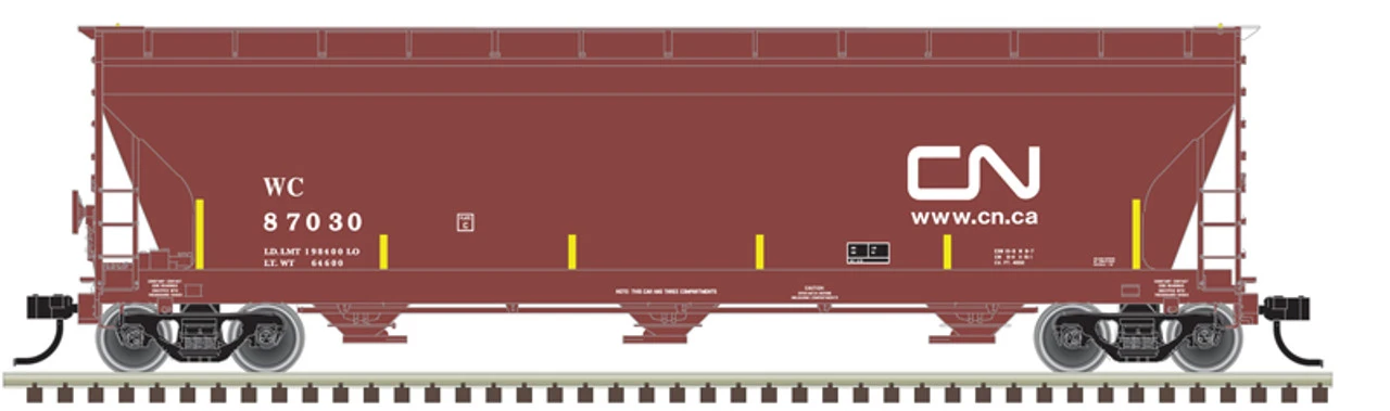 Atlas 20006950 - ACF® 4650 Centerflow Hopper Canadian National (WC) 87044 - HO Scale 1 Atlas 20006950 - ACF® 4650 Centerflow Hopper Canadian National (WC) 87044 - HO Scale