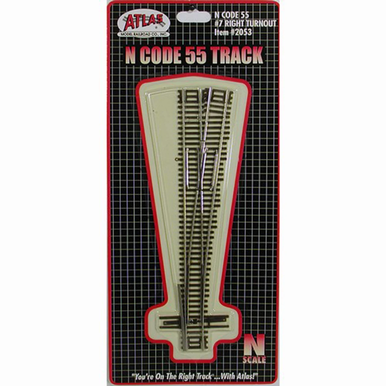 Atlas 2053 - Code 55 #7 Turnout - Right - N Scale 1 Atlas 2053 - Code 55 #7 Turnout - Right - N Scale