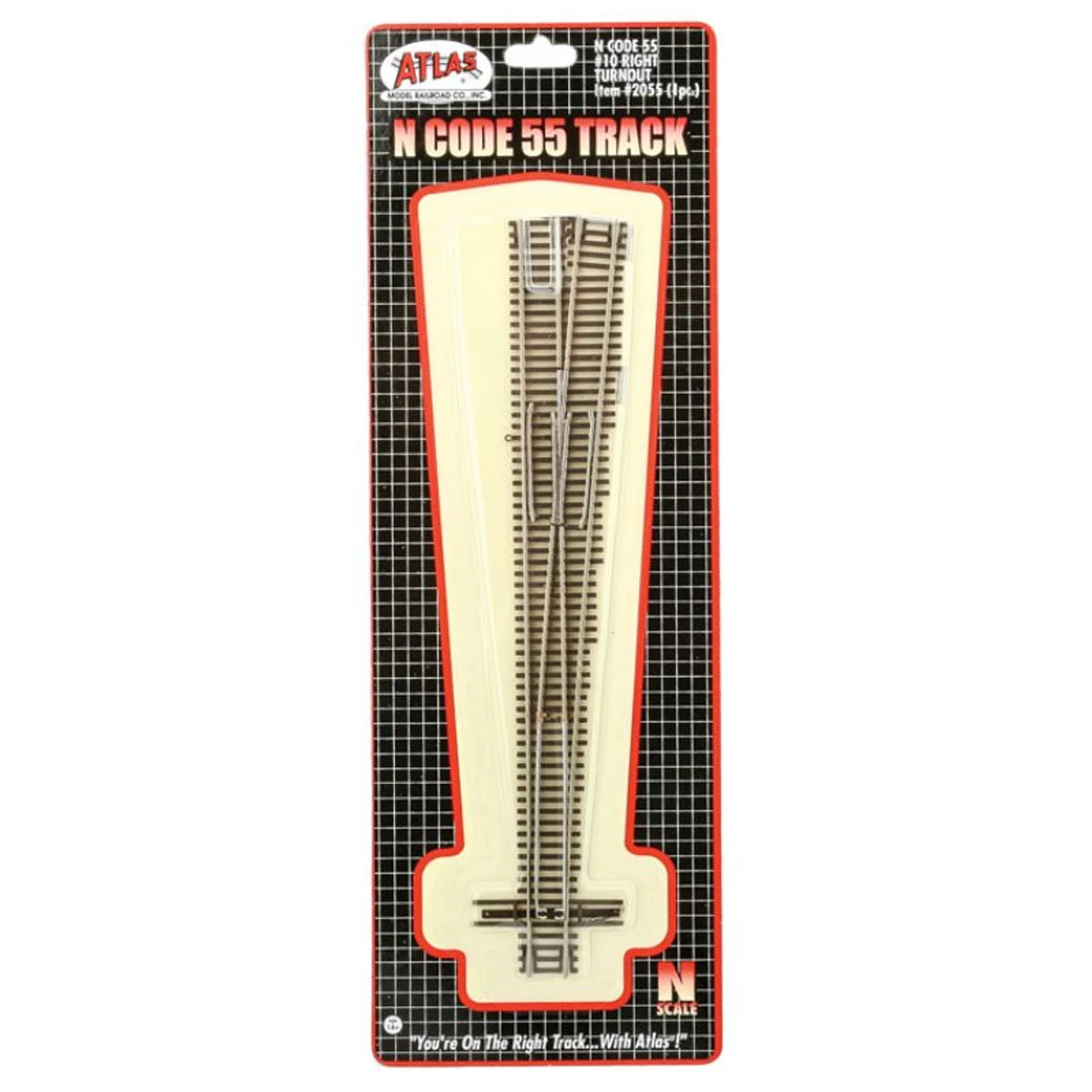 Atlas 2055 - Code 55, #10 Right Hand Turnout - N Scale 1 Atlas 2055 - Code 55, #10 Right Hand Turnout - N Scale