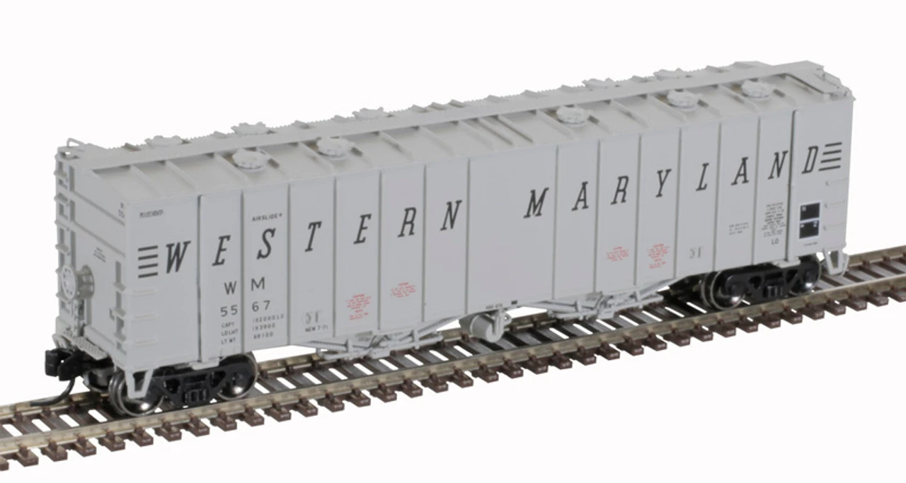 Atlas 50005820 - 4180 Airslide Covered Hopper Western Maryland (WM) 5567 - N Scale 1 Atlas 50005820 - 4180 Airslide Covered Hopper Western Maryland (WM) 5567 - N Scale