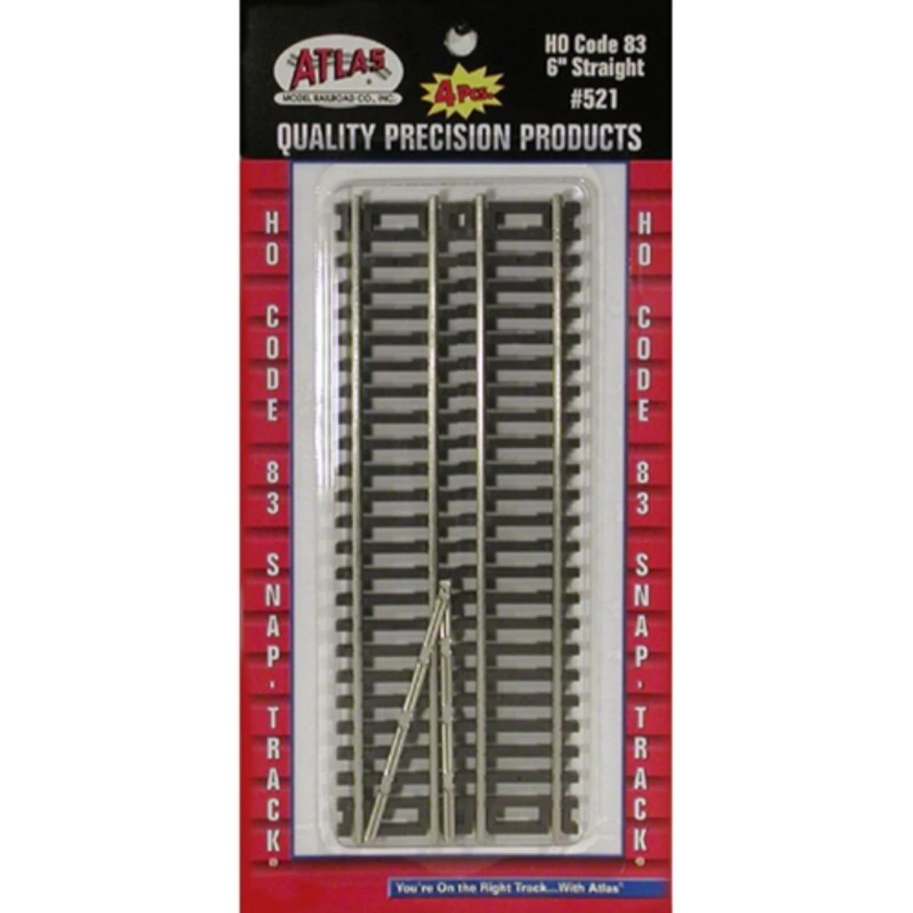 Atlas 521 - 6" Straight - 4 Pcs - HO Scale 1 Atlas 521 - 6" Straight - 4 Pcs - HO Scale