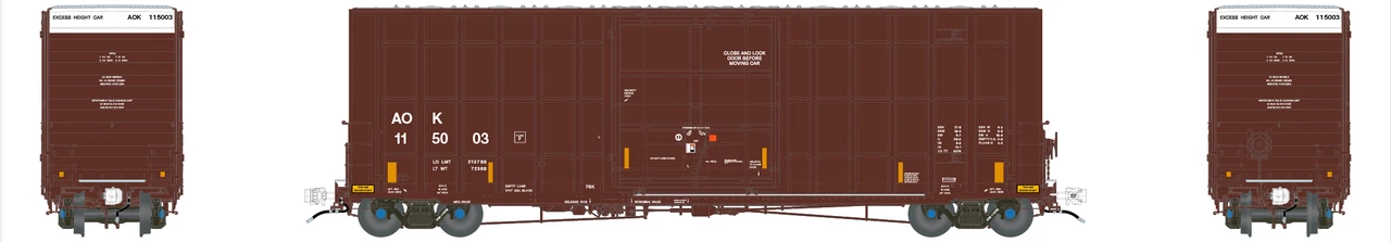 Aurora Miniatures 305024 - Gunderson 6276 50' Plate F Boxcar Arkansas–Oklahoma Railroad (AOK) 115194 - HO Scale 1 Aurora Miniatures 305024 - Gunderson 6276 50' Plate F Boxcar Arkansas–Oklahoma Railroad (AOK) 115194 - HO Scale