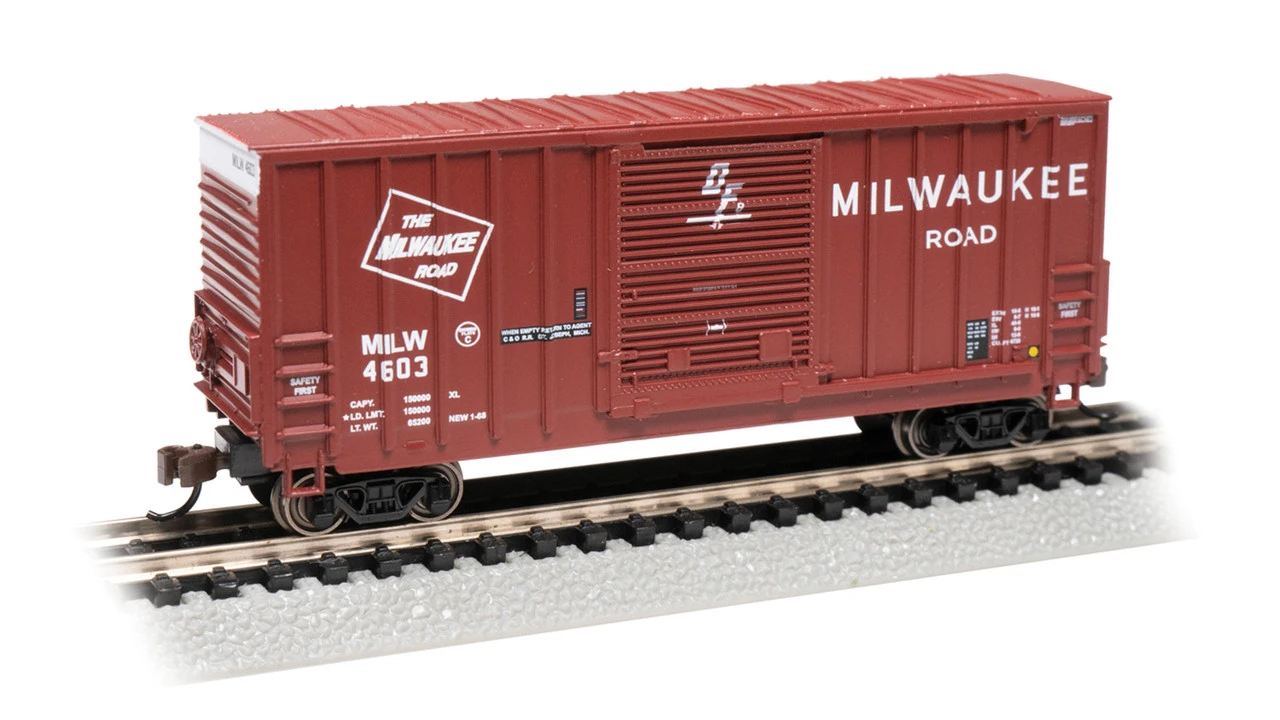 Bachmann 18255 - 40' Hi-Cube Outside-Braced Boxcar Milwaukee Road (MILW) 4603 - N Scale 1 Bachmann 18255 - 40' Hi-Cube Outside-Braced Boxcar Milwaukee Road (MILW) 4603 - N Scale
