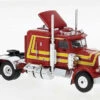 Brekina 85709 - 1973 Peterbilt 359 Sleeper-Cab Tractor - Assembled - Red, Yellow - HO Scale