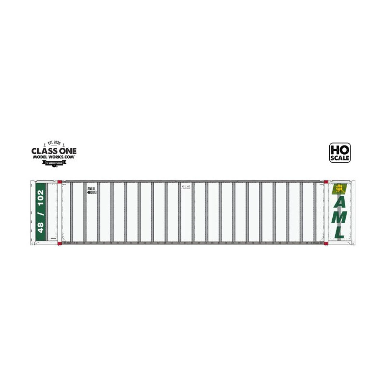 Class One Model Works CT00523 - Hyundai 48' Exterior-Post Containers Alaska Marine Lines 480132 - HO Scale 1 Class One Model Works CT00523 - Hyundai 48' Exterior-Post Containers Alaska Marine Lines 480132 - HO Scale