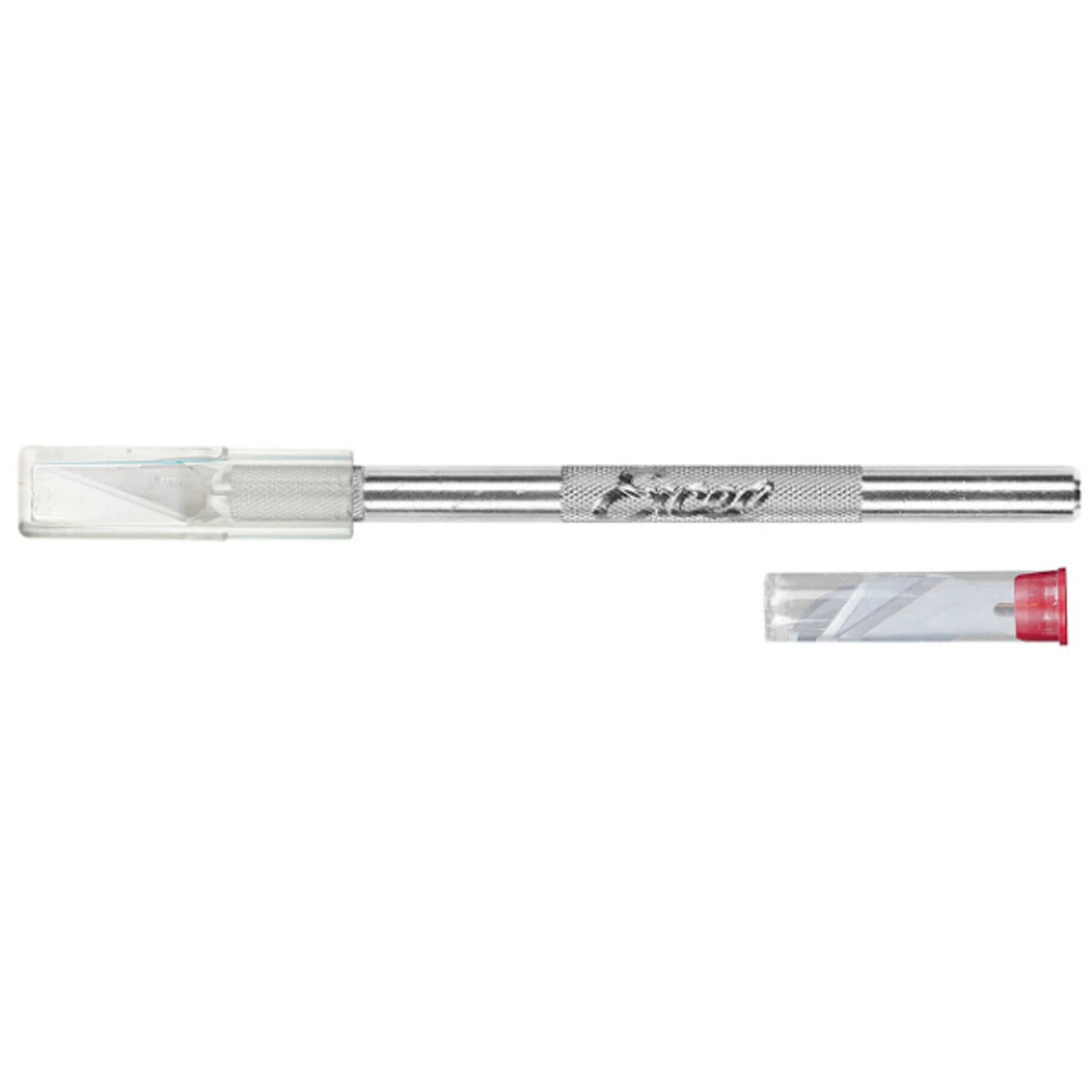 Excel 19001 - K1 Aluminum Knife W/ Safety Cap And 5 Assorted Blades 1 Excel 19001 - K1 Aluminum Knife W/ Safety Cap And 5 Assorted Blades