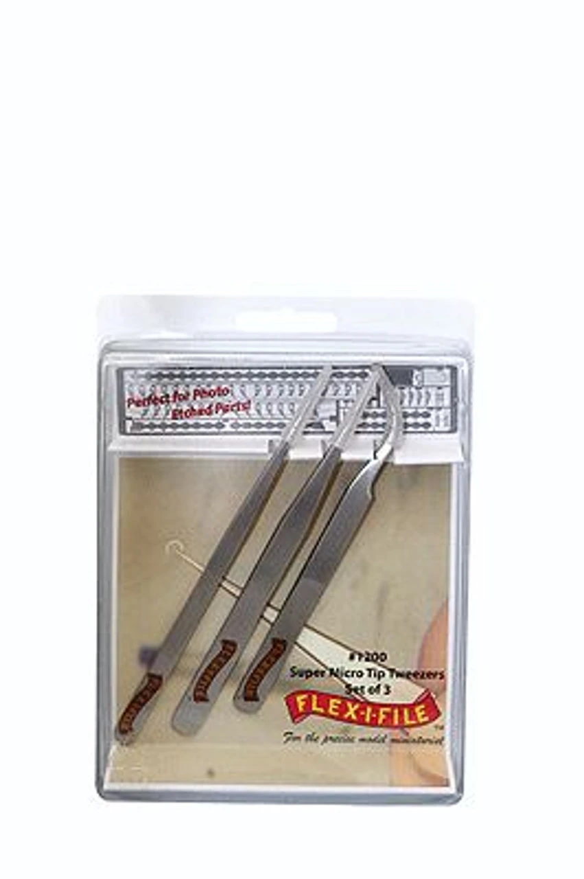 Flex-i-File 1200 - Stainless Steel Tweezer Set 2 Straight, 1 Curved 1 Flex-i-File 1200 - Stainless Steel Tweezer Set 2 Straight, 1 Curved