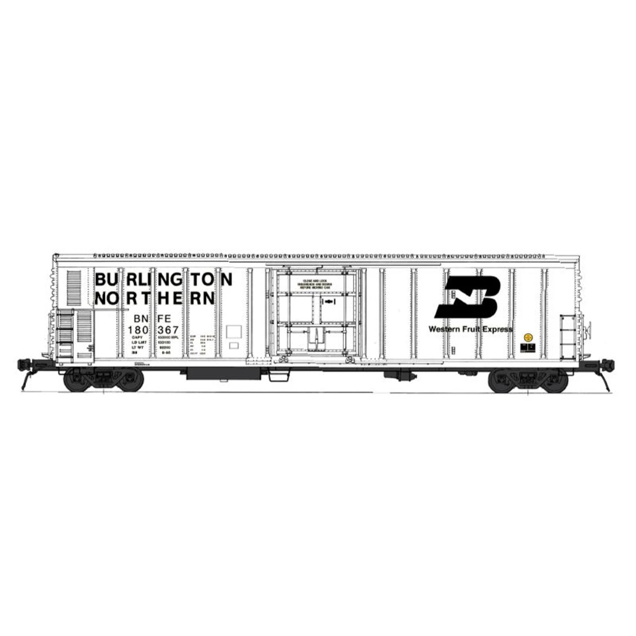 InterMountain 3482601 - R-70-15 Refrigerator Car - White Burlington Northern (BNFE) 180367 - HO Scale 1 InterMountain 3482601 - R-70-15 Refrigerator Car - White Burlington Northern (BNFE) 180367 - HO Scale