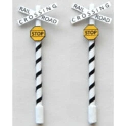 JL Innovative 858 - Custom "Tiger Striped" Steam Era Crossbuck & Stop(2) - HO Scale