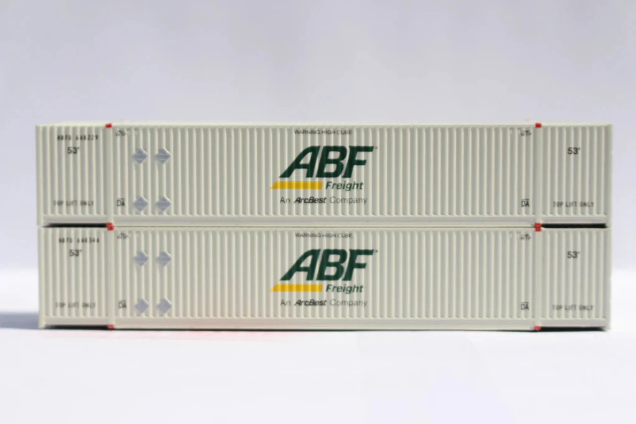 Jacksonville Terminal Co 537028 - 53' High Cube Container (2) (MAGNETIC CONNECTION) ABF - N Scale 1 Jacksonville Terminal Co 537028 - 53' High Cube Container (2) (MAGNETIC CONNECTION) ABF - N Scale