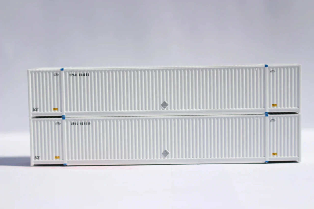 Jacksonville Terminal Co 537059 - 53' High Cube Container (2) (MAGNETIC CONNECTION) United Parcel Service (UPS) - N Scale 1 Jacksonville Terminal Co 537059 - 53' High Cube Container (2) (MAGNETIC CONNECTION) United Parcel Service (UPS) - N Scale