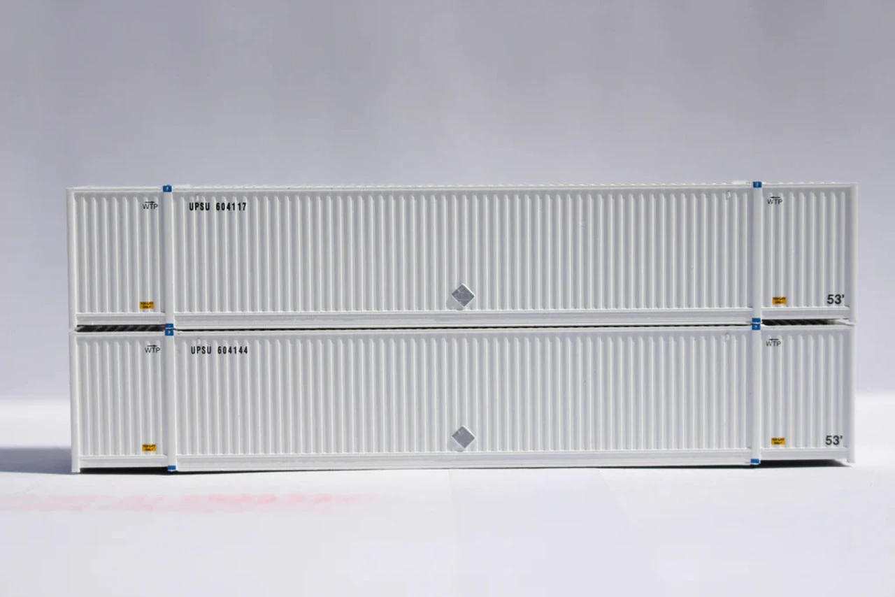 Jacksonville Terminal Co 537060 - 53' High Cube Container (2) (MAGNETIC CONNECTION) United Parcel Service (UPS) - N Scale 1 Jacksonville Terminal Co 537060 - 53' High Cube Container (2) (MAGNETIC CONNECTION) United Parcel Service (UPS) - N Scale