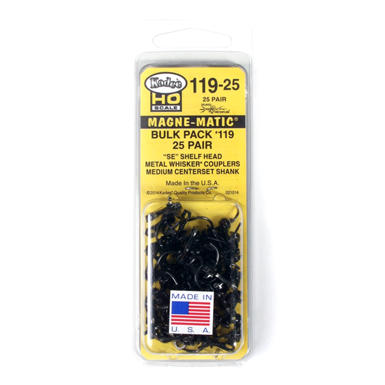Kadee #119-25 Bulk Pack - 25 Pair #119 SE Shelf Whisker Metal Coupler - HO Scale 1 Kadee #119-25 Bulk Pack - 25 Pair #119 SE Shelf Whisker Metal Coupler - HO Scale