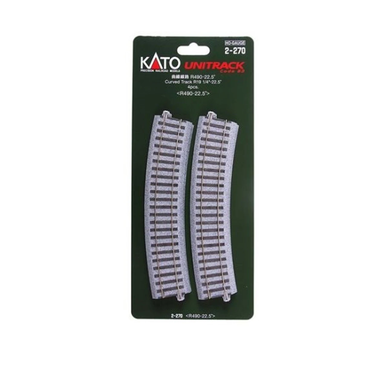 Kato 2-270 - Curve Track R19 1/4" - 22.5 Degree 4 Pieces - HO Scale 1 Kato 2-270 - Curve Track R19 1/4" - 22.5 Degree 4 Pieces - HO Scale