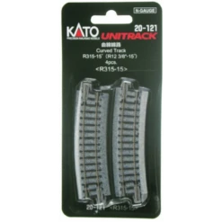 Kato 20-121 - 315mm (12 3/8") Radius 15º Curve Track [4 Pcs] - N Scale
