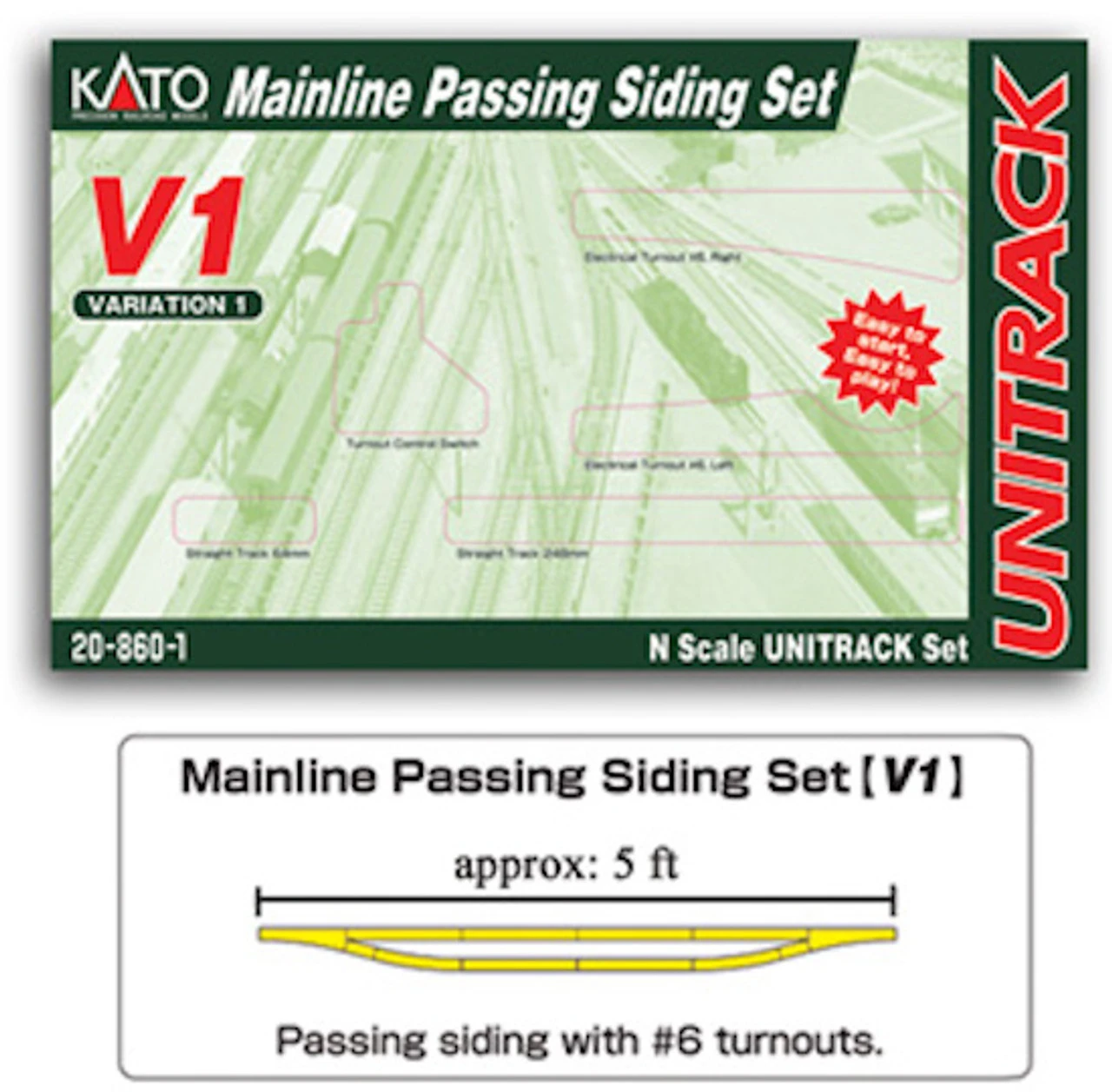 Kato 20-860 - V1 Mainline Passing Siding Set - N Scale 1 Kato 20-860 - V1 Mainline Passing Siding Set - N Scale